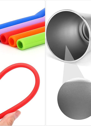 5Pack Kids Cups with Straws and Lids Spill Proof, 12oz Toddler Straw Cups with Colorful Silicone Sleeves, Unbreakable Stainless Steel Water Tumblers for Cold & Hot Drinks