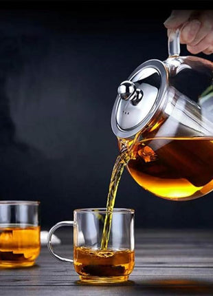 Small Teapot, Teapot with Infuser, Glass Tea Kettle Stovetop Safe, Blooming and Loose Leaf Tea Maker Set Gift for Women, 650ml/22oz