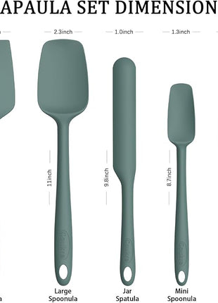 Coukre Silicone Spatula Set of 5,High Temperature Resistant, Food Grade Silicone, Dishwasher Safe, for Baking, Cooking (Pure Dark Green)