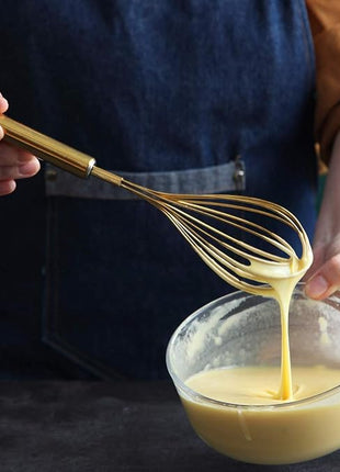 Berglander Gold Whisk Pack of 3 Stainless Steel 8",10",12", Titianium Plating Whisks for Cooking, Beater,Wire Whisk Set Kitchen Wisk (Gold)