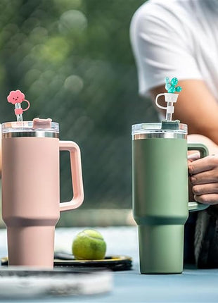 15Pc Straw Cover for Stanley Cup, Silicone Straw Topper for Stanley Cup 30&40oz with Tumblers, 10mm 0.4in Lid Accessories (Reusable)