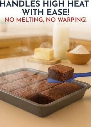 4-Piece Blue Baking Spatula Set - Holiday Baking Essentials, Rubber Spatulas Silicone Heat Resistant, BPA-Free - Spatula Set for Nonstick Cookware - Silicone Baking Utensils