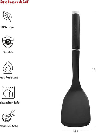 KitchenAid Classic Solid Turner, Black, 13.5x 3.3 Inch