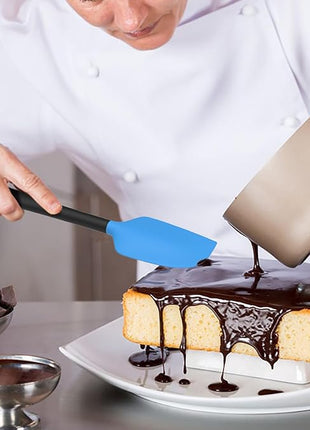 Coukre Silicone Spatula Set of 5,High Temperature Resistant, Food Grade Silicone, Dishwasher Safe, for Baking, Cooking (Blue Black)