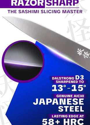 Dalstrong Yanagiba Knife - 9.5 inch - Phantom Series - Sushi Knife - Japanese High-Carbon AUS8 Steel - Pakkawood Handle - Japanese Knife - Sheath Included