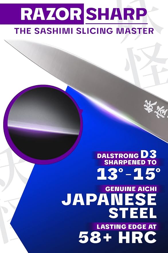 Dalstrong Yanagiba Knife - 9.5 inch - Phantom Series - Sushi Knife - Japanese High-Carbon AUS8 Steel - Pakkawood Handle - Japanese Knife - Sheath Included