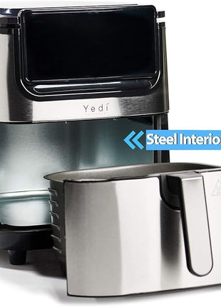 Yedi Evolution Air Fryer, 6.8 Quart, Stainless-Steel Finish, Ceramic Cooking Basket, with Deluxe Accessory Kit and Recipe Book