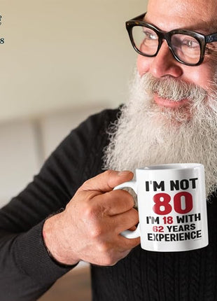 Vivulla68 80th Birthday Gifts for Men Women, 80 Year Old Birthday Gifts for Women Men, 1945 Bday Gift for Woman Man, Gift for 80 Year Old Woman, 80th Coffee Mug 11Oz, 1945 Cup for Grandpa Grandma