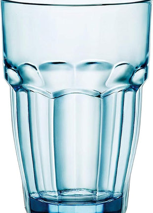 Bormioli Rocco Rock Bar 12.5 oz. Long Drink Stackable Tempered Beverage Glasses for Cold Drinks, Water, and Cocktails, Set of 6, Ice Blue
