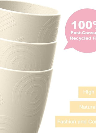 Homienly Wheat Straw Cups, Alternative to Plastic Cups Set of 6, Premium Drinking Glasses - 12 OZ, Unbreakable Drinking Cup, Dishwasher & Microwave Safe Tumbler Cup for Kitchen, Kids, Picnic - Beige