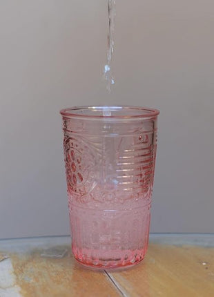 Bormioli Rocco Romantic Set Of 4 Tumbler Glasses, 11.5 Oz. Colored Crystal Glass, Cotton Candy Pink, Made In Italy.