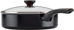 Farberware Glide Ceramic Nonstick Saute Pan / Frying Pan / Fry Pan with Lid and Helper Handle - 4 Quart, Black