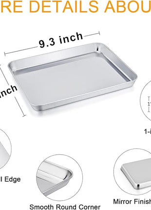 TeamFar Toaster Oven Tray and Rack Set, 9.3’’ x 7’’ x 1’’, Stainless Steel Toaster Oven Pan Broiler Pan, Non Toxic & Healthy, Easy Clean & Dishwasher Safe