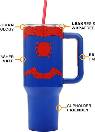 Bioworld Marvel Spider-Man Costume 40 Oz Stainless Steel Tumbler With Handle-OSFA