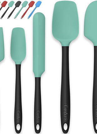Coukre Silicone Spatula Set of 5,High Temperature Resistant, Food Grade Silicone, Dishwasher Safe, for Baking, Cooking (Aqua Green)