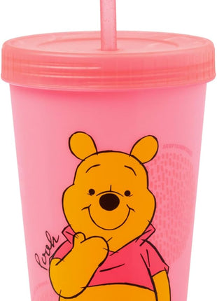 Silver Buffalo Disney Winnie the Pooh 4 Count Color Changing Plastic Tumblers Featuring Eeyore, Winnie the Pooh, Tigger, and Piglet, 24 Ounces (Pack of 12)