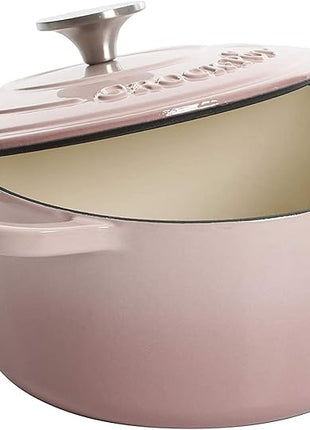 Crock-Pot Artisan Round Enameled Cast Iron Dutch Oven, 5-Quart, Blush Pink