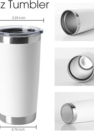 HASLE OUTFITTERS 20oz Tumblers Bulk Stainless Steel Cup with Lid Double Wall Vacuum Insulated Coffee Mug for Cold & Hot Drinks 1 Pack, White