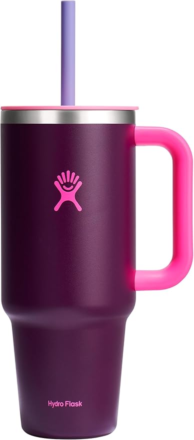 Hydro Flask 40 Oz Travel Tumbler with Handle, Lid and Straw - Insulated Stainless Steel in 40 Oz Sugarplum
