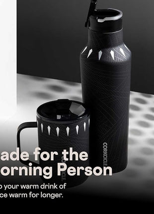 Corkcicle Classic Coffee Mug - Triple Insulated Stainless Steel for Travel - Shatter-Proof Lid - Keeps Drink Hot Over 3 Hours - Holiday Mug Gift - Great for Gifting Warmth - 16 oz - Black Panther