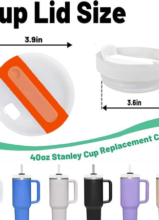 40 OZ Tumbler Lid Replacement Fit for Stanley Cup, 2 Pack Replacement Lids Fit for Stanley Travel Tumbler, Spill Proof Tumbler Covers for Stanley Cup Accessories (Opaque - Orange)