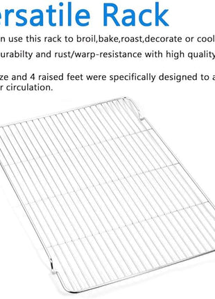 Cookie Sheet and Cooling Rack Set, 16 inch Stainless Steel Baking Pan with a Rack, Professional Bakeware, Healthy & Non-toxic & Rustproof & Easy Clean & Dishwasher Safe