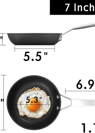 MsMk 7 inch Small Frying Pan, Carbonize also Nonstick Omelette Pan, PFOA Free Non-Toxic, Scratch-resistant, Induction Egg skillet, for Induction, Ceramic and Gas Cooktops