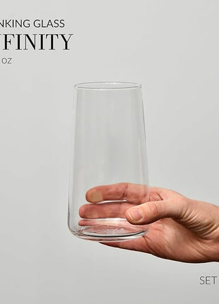 Krosno Water Glasses, Set of 6, Capacity 20 fl oz, Infinity Collection, Thin Highball Glasses,Clear Tall Glass Cups For Water, Juice, Drinks, and Cocktails, Dishwasher Safe, Made in Europe