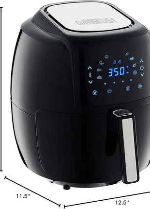 GoWISE USA 1700-Watt 5.8-QT 8-in-1 Digital Air Fryer with Recipe Book, Black
