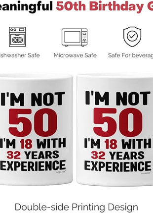 50th Birthday Mug, 1975 Vintage Coffee Cup for Women, Men, Her, Him, Best Fabulous Gift Idea for Wife, Husband, Mom, Dad, Sister, Friend Turning Fifty, Funny Gag Present, Happy 50 Year Old Celebration