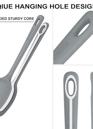 5 Pieces Silicone Spatula Set, Food Grade Rubber Spatula, Upgrade Strong Handle with Ergonomic Grip, Heat Resistant Up to 600°F for Nonstick Cookware, Cooking Gray