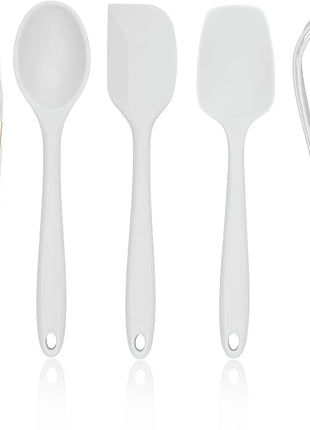 COOK WITH COLOR Silicone Cooking Utensils, Kitchen Utensil Set, Easy to Clean Silicone Kitchen Utensils, Cooking Utensils for Nonstick Cookware, Kitchen Gadgets Set, Standard, White
