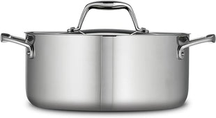 Tramontina Signature Tri-Ply Clad Stainless Steel 5-Quart Dutch Oven Pot with Lid, Induction-Ready, Dishwasher-Safe, NSF-Certified, Made in Brazil