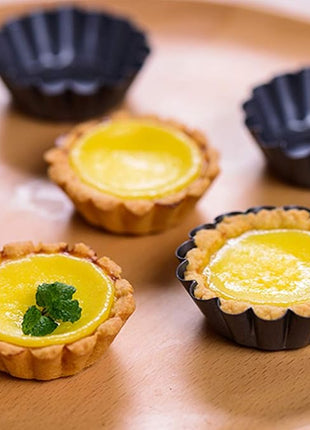 12 Packs Egg Tart Mold, Size 2.6 x 0.9inch, Cupcake Cake Muffin Mold Tin Pan Baking Tool, Carbon Steel
