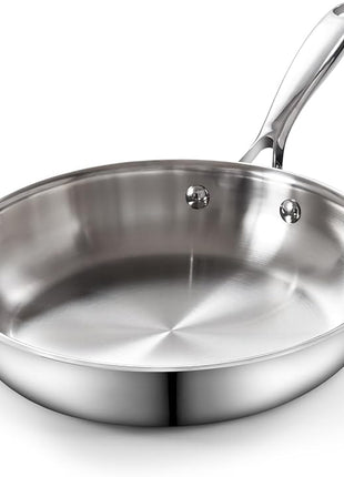 Cooks Standard Frying Pan Stainless Steel, 8-Inch Multi-Ply Clad wok Stir Fry Pan Kitchen Skillet, Silver