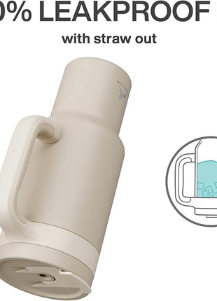 POWCAN 40 oz Tumbler with Handle, 2-in-1 Straw and Sip Lid, Leakproof, Dishwasher Safe, Insulated Stainless Steel Travel Coffee Mug, Keeps Cold for 34 Hours, Fits in Car Cup Holder (Oat)