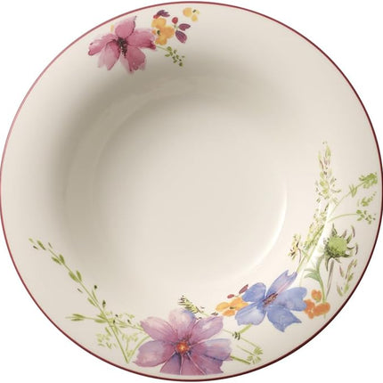 Villeroy & Boch Mariefleur Basic Rim Soup, 9 in, Premium Porcelain, White/Multicolored