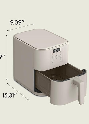 bella 6 Qt Slim Air Fryer, Fits-anywhere™ Kitchenware, EverGood™ Ceramic Nonstick Coating, Adjustable Temperature, 6 Preset Cooking Options, 60 Min Auto Shutoff w Audible Tone, 5lb Capacity, Oatmilk