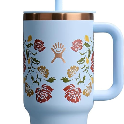 Hydro Flask 32 Oz Travel Tumbler with Handle, Lid and Straw - Insulated Stainless Steel in Western Light Blue