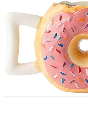 Comfify Ceramic Donut Mug – Pink Glaze with Sprinkles – Funny “MMM... Donuts!” Quote – 14 oz Coffee Cup for Tea, Hot Chocolate, and More – Giftable Novelty Drinkware
