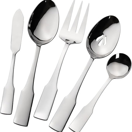Alata Kate 45-Piece Silverware With Utensil-Serving Set, Service for 8, Stainless Steel Flatware, Mirror Polished Cutlery, Dishwasher Safe