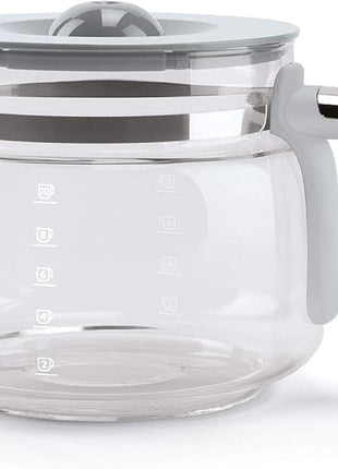 Smeg 50's Retro Style Aesthetic Drip Coffee Machine with 10 Cup Glass Carafe, Auto Start Feature, Keep Warm Plate, and Two Coffee Strength Settings (Pastel Blue)