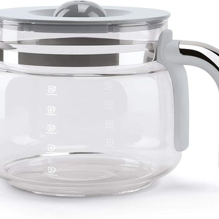 Smeg 50's Retro Style Aesthetic Drip Coffee Machine with 10 Cup Glass Carafe, Auto Start Feature, Keep Warm Plate, and Two Coffee Strength Settings (Pastel Blue)