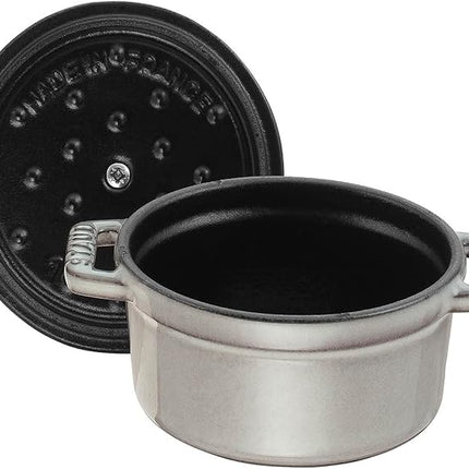 staub La Cocotte Round 40500-106 Mini Pico Cocotte Round Gray 40500-106 Small Two-Handed Cast Enameled Pot