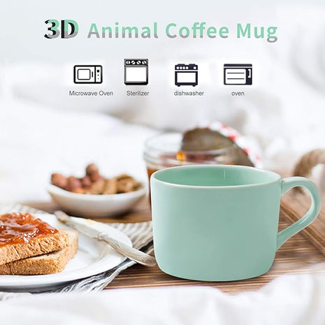 Surprise 3D Coffee Mug Animal Inside 8 oz with Polar Bear,Cute Cartoon Handmade Ceramics Cup,Christmas Birthday Surprise for Friends Family or Kids (Polar Bear)