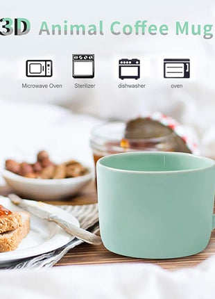 Surprise 3D Coffee Mug Animal Inside 8 oz with Kitten,Cute Cartoon Handmade Ceramics Cup,Christmas Birthday Surprise for Friends Family or Kids (Kitten)