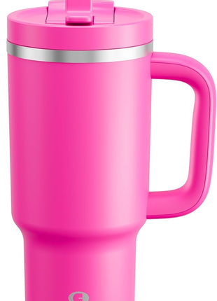 ENCOOL 32 oz Tumbler with Handle and Straw: Stainless Steel Insulated Tumbler Keeps Cold for 24 Hours, Leakproof Travel Cup Fits in Cup Holder and BPA-Free,Persian Rose