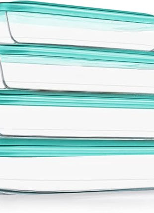 KOMUEE 8 Pieces Glass Baking Dish with Lids Rectangular Glass Baking Pan Bakeware Set with BPA Free Lids, Baking Pans for Lasagna, Leftovers, Cooking, Kitchen, Fridge-to-Oven, Green