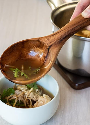 FAAY Short Handle Ladle, Eco Friendly Wooden Kitchen Tool, Hand Carved Unique Grain Server Gravy Ladle