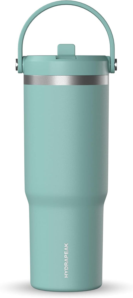 Hydrapeak Nomad 32 oz Tumbler with Handle and Straw Lid, Leakproof, Double Insulated, 32oz Cup Stainless Steel (Pale Sage)